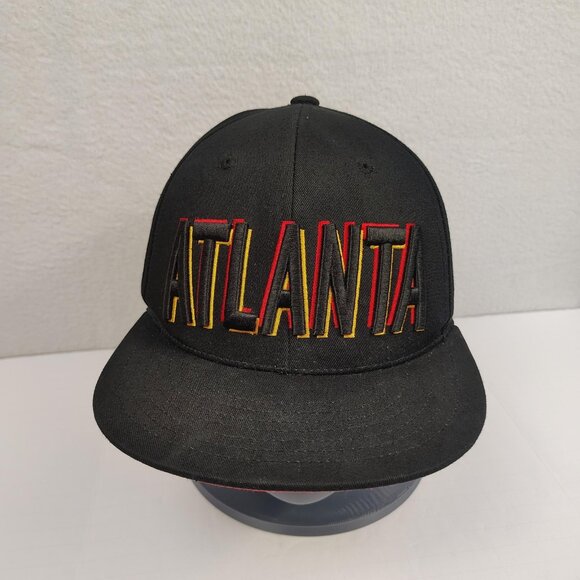 Atlanta Snap Back Hat Black Red Yellow Embroidered Mens KBETHOS - Picture 1 of 7